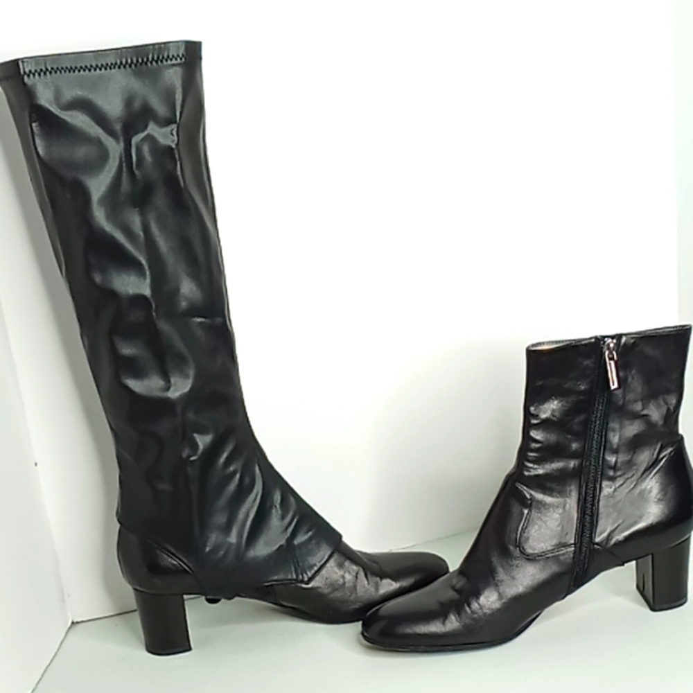 Taryn Rose - Rare - Italian made Ankle Boots w/Knee High Chaps - Black -41/10